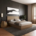 Oak-Finish Platform Bed with Headboard