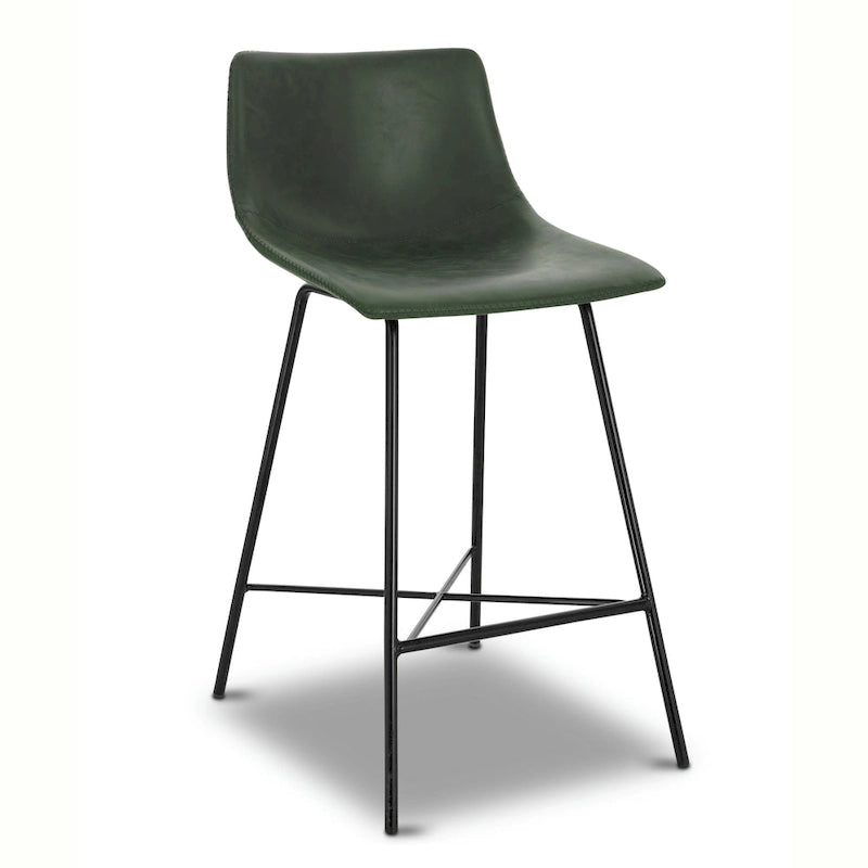 24-Inch Leatherette Counter Stools with Steel Base (Set of 3)