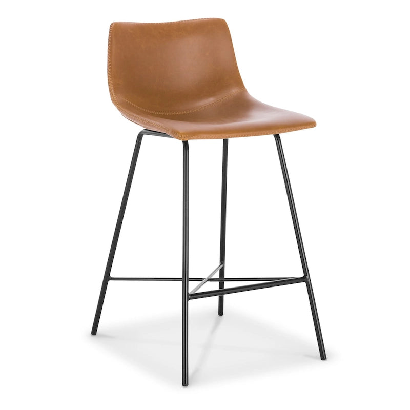 24-Inch Leatherette Counter Stools with Steel Base (Set of 3)