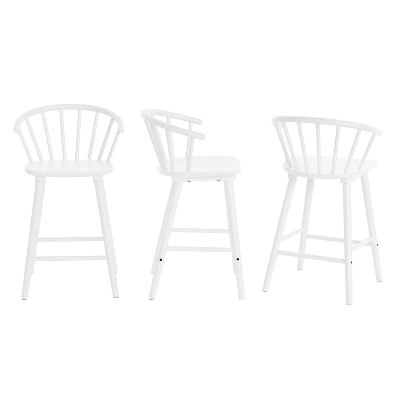 Set of 3 24-Inch Solid Wood Counter Stools with Spindle Backs
