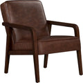 Mid-Century Modern Faux Leather Accent Armchair