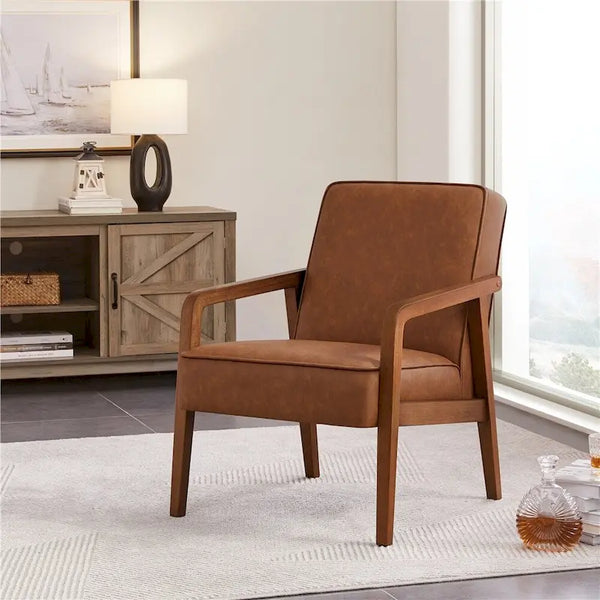 Moderner Sessel im Mid-Century-Stil aus Kunstleder