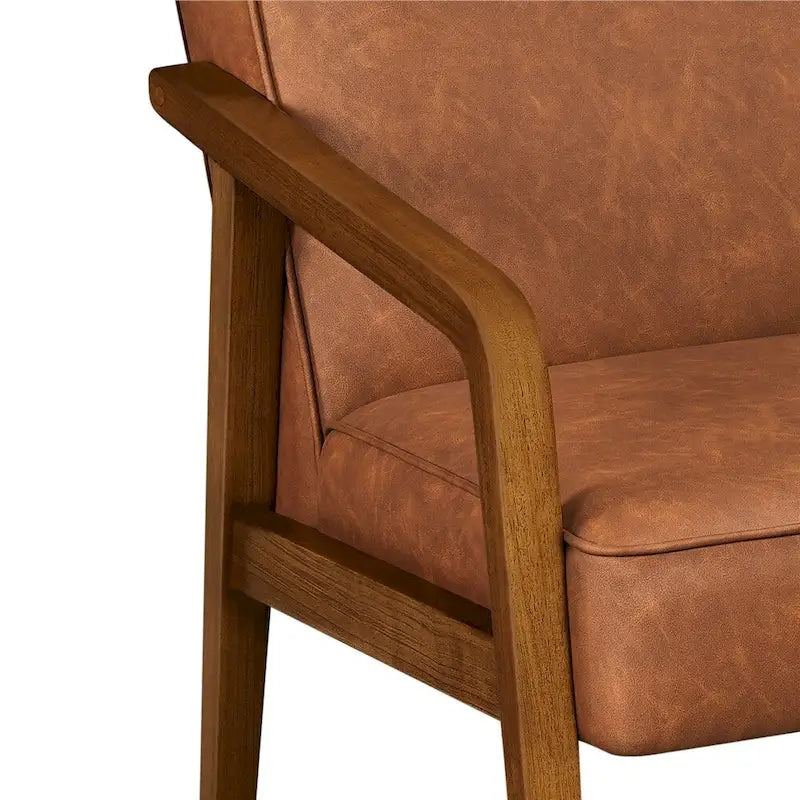 Mid-Century Modern Faux Leather Accent Armchair