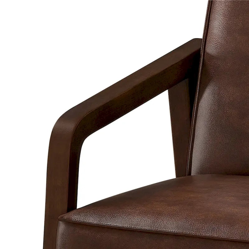Mid-Century Modern Faux Leather Accent Armchair