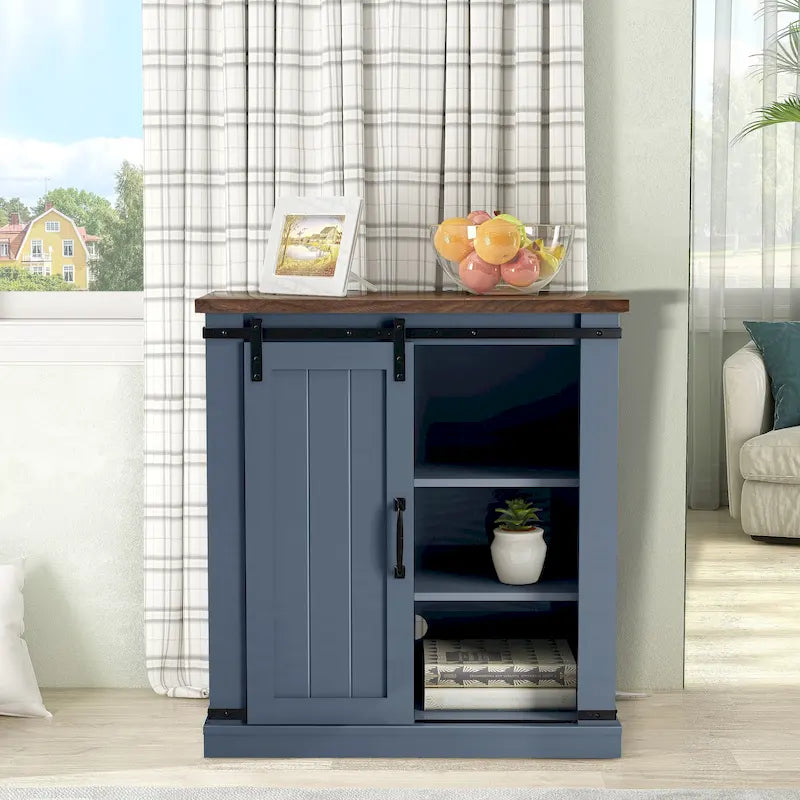 32-Inch Compact TV Stand with Barn Door Design for TVs up to 40 Inches
