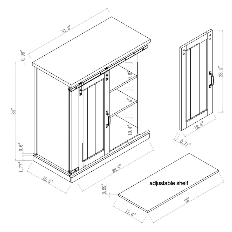 32-Inch Compact TV Stand with Barn Door Design for TVs up to 40 Inches