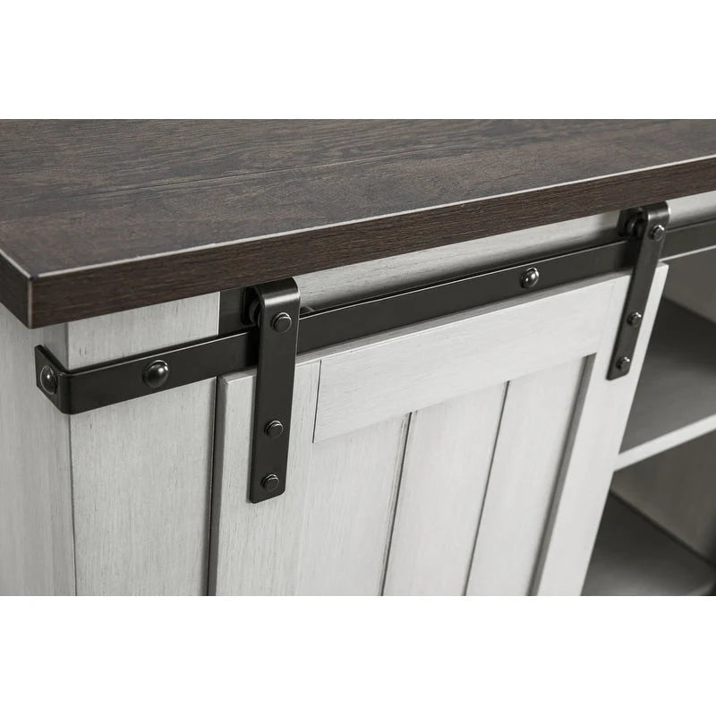 32-Inch Compact TV Stand with Barn Door Design for TVs up to 40 Inches