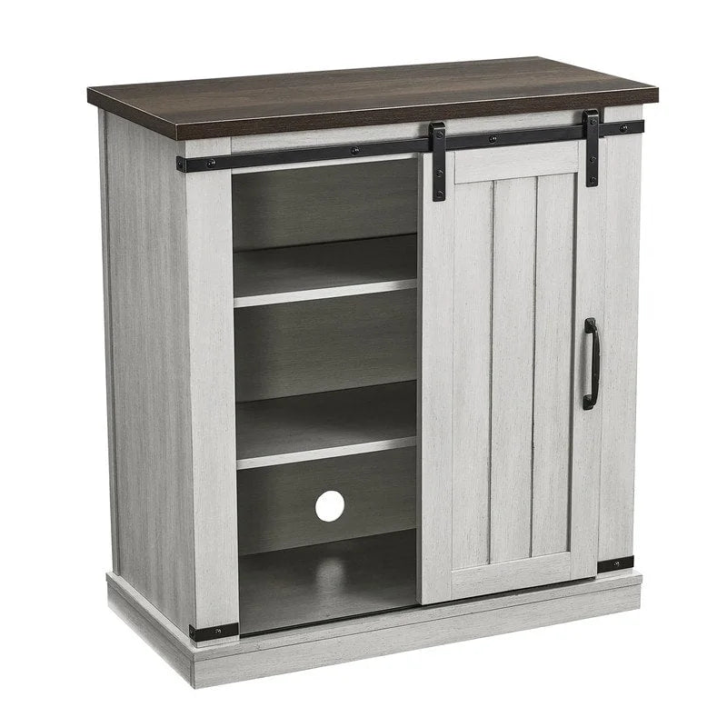 32-Inch Compact TV Stand with Barn Door Design for TVs up to 40 Inches