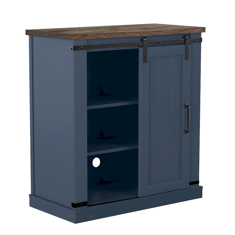 32-Inch Compact TV Stand with Barn Door Design for TVs up to 40 Inches