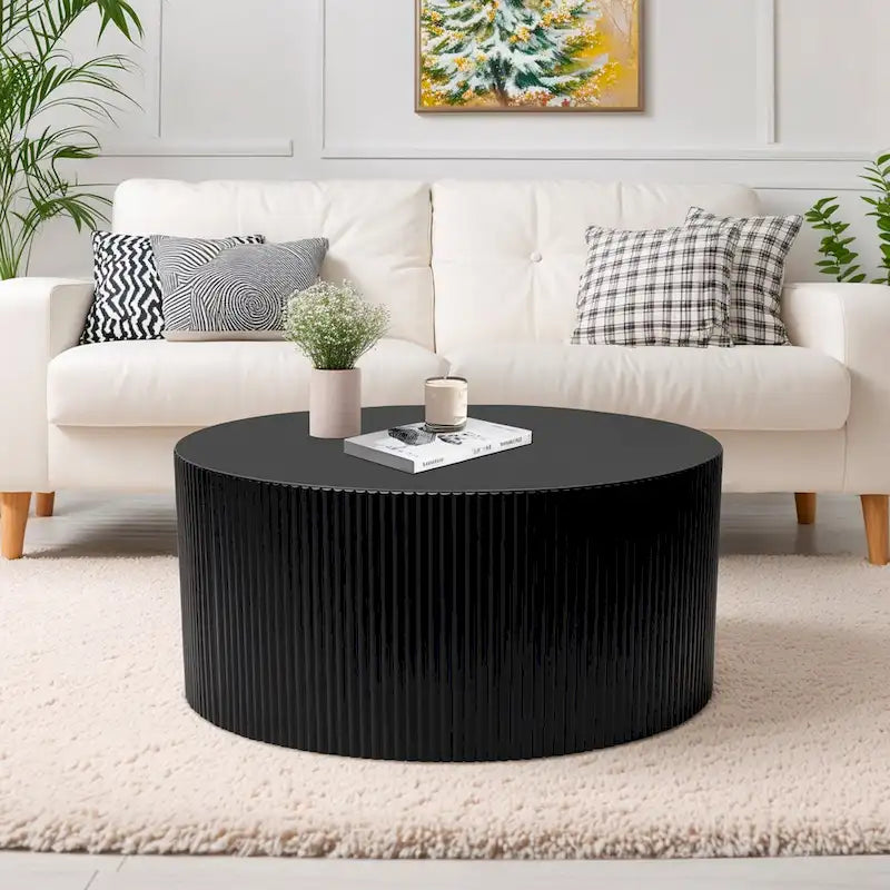 Modern Round Coffee Table with Wave Detail