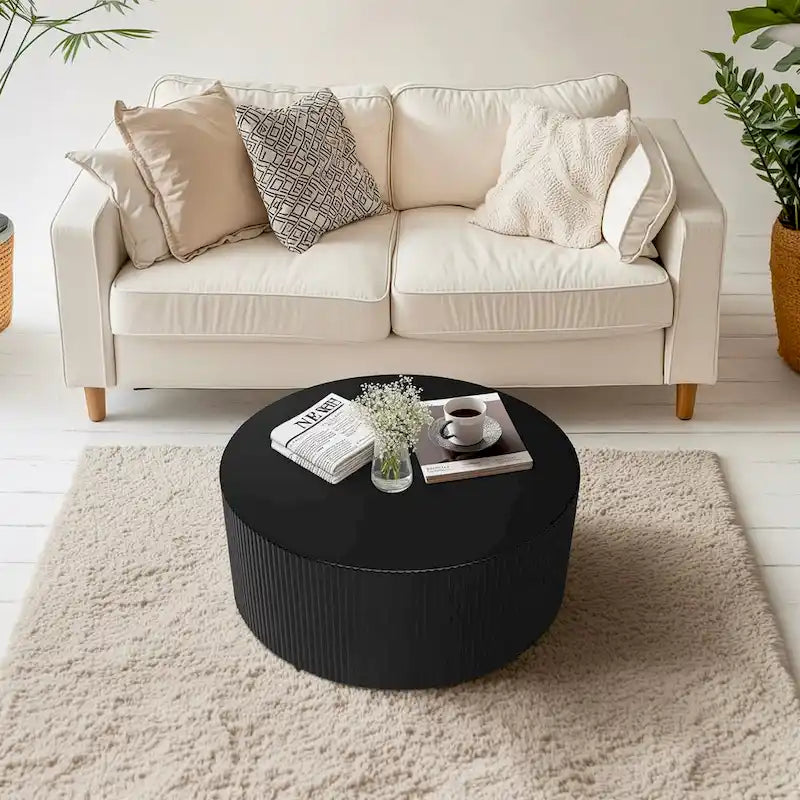 Modern Round Coffee Table with Wave Detail