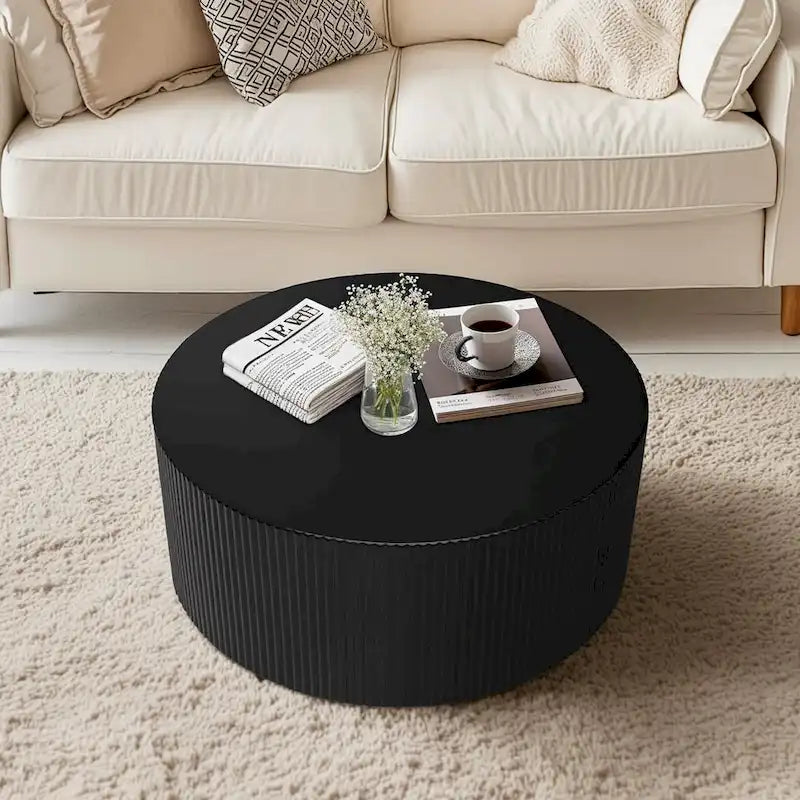 Modern Round Coffee Table with Wave Detail