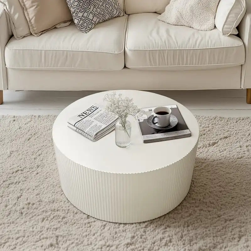Modern Round Coffee Table with Wave Detail