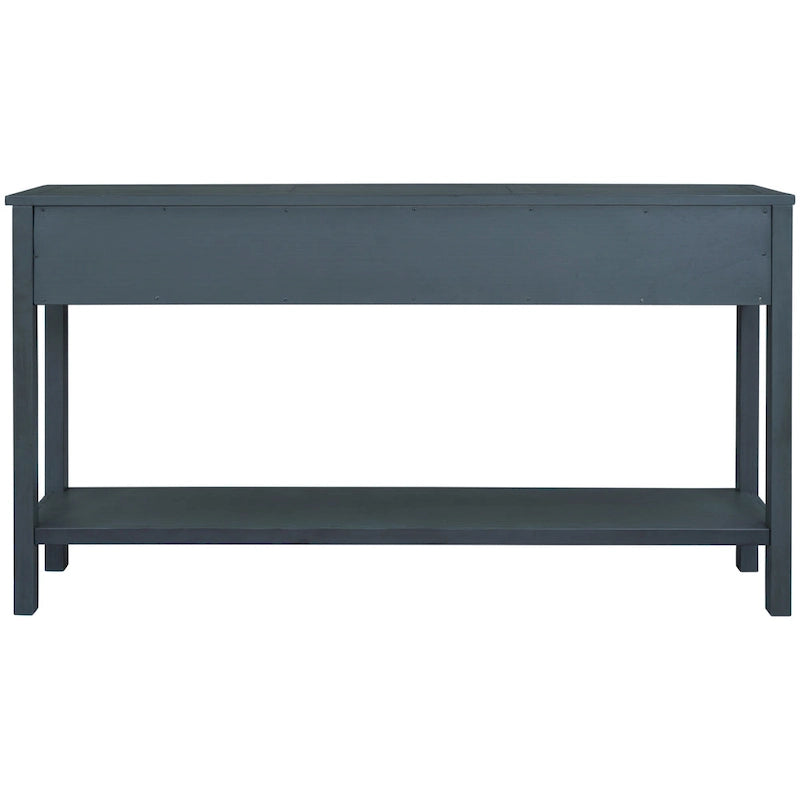 Rustic Entryway Console Table, 60 Long Sofa Table with two Different Size Drawers and Bottom Shelf for Storage