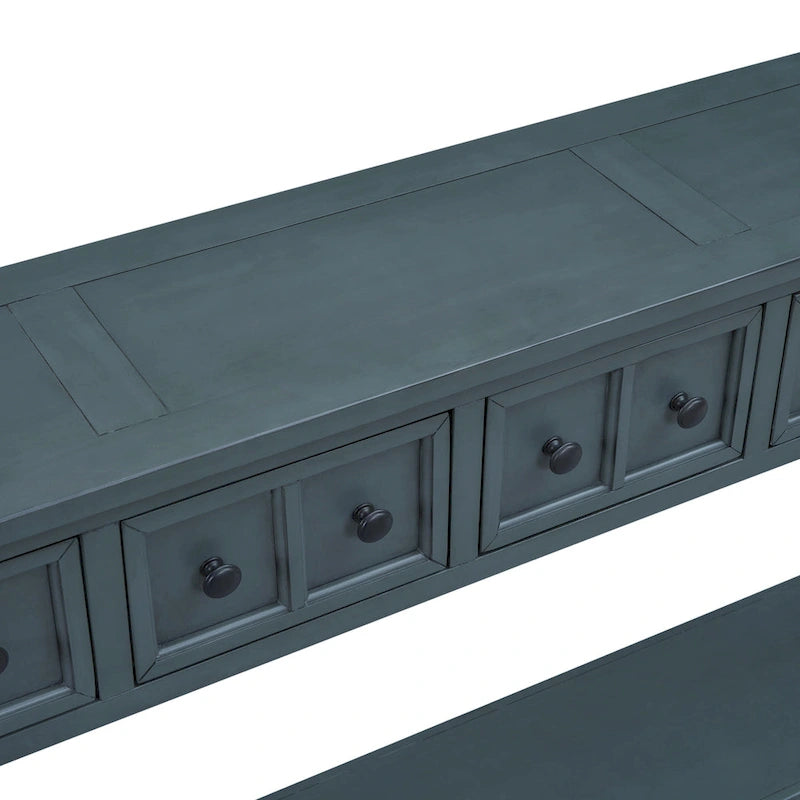 Rustic Entryway Console Table, 60 Long Sofa Table with two Different Size Drawers and Bottom Shelf for Storage