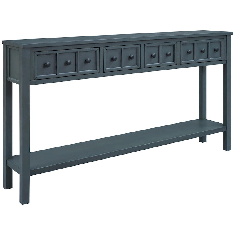 Rustic Entryway Console Table, 60 Long Sofa Table with two Different Size Drawers and Bottom Shelf for Storage