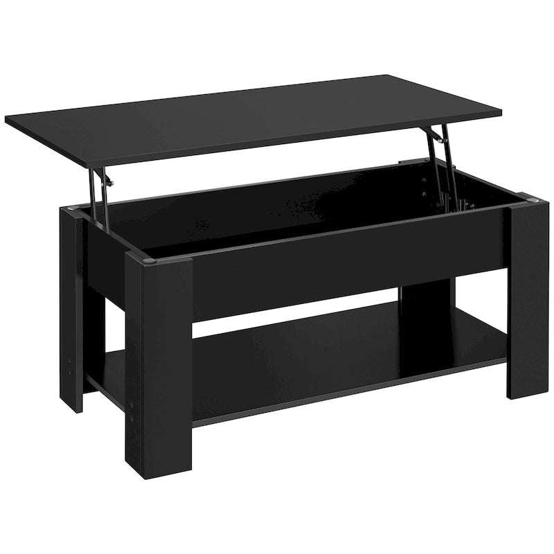 47.5 Lift-Top Coffee Table with Hidden Storage and Open Shelf