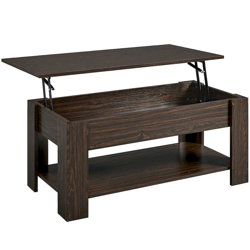47.5 Lift-Top Coffee Table with Hidden Storage and Open Shelf