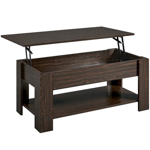 47.5 Lift-Top Coffee Table with Hidden Storage and Open Shelf
