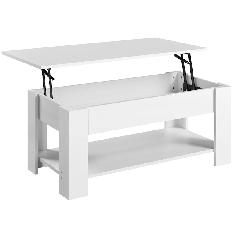 47.5 Lift-Top Coffee Table with Hidden Storage and Open Shelf