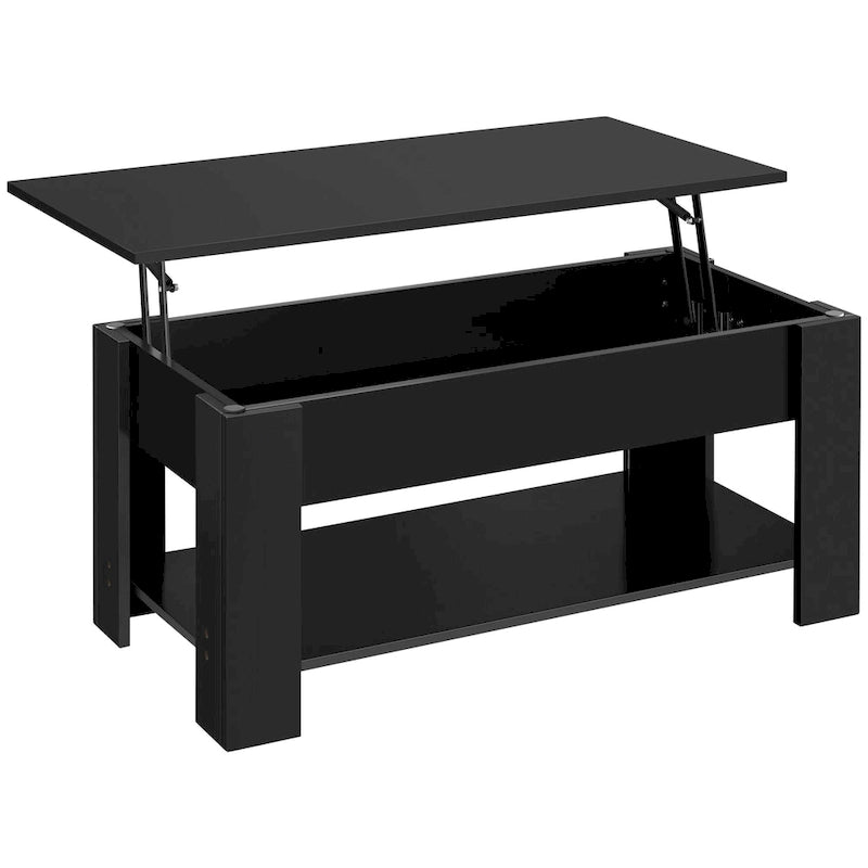 47.5 Lift-Top Coffee Table with Hidden Storage and Open Shelf