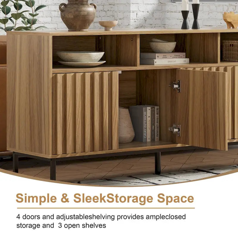 Mid-Century Four-Door Buffet Sideboard Cabinet