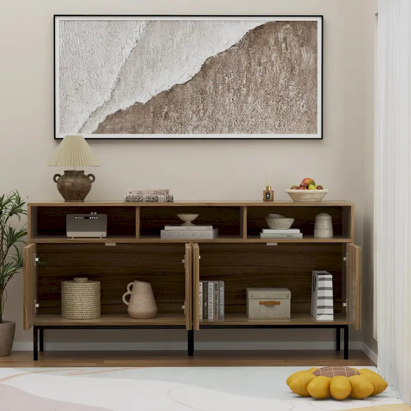 Mid-Century Four-Door Buffet Sideboard Cabinet