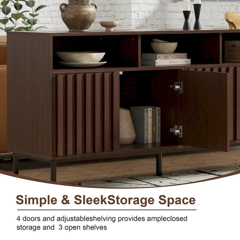 Mid-Century Four-Door Buffet Sideboard Cabinet