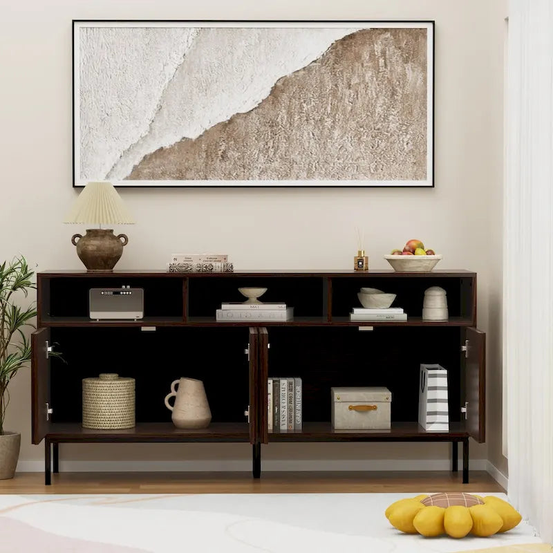 Mid-Century Four-Door Buffet Sideboard Cabinet