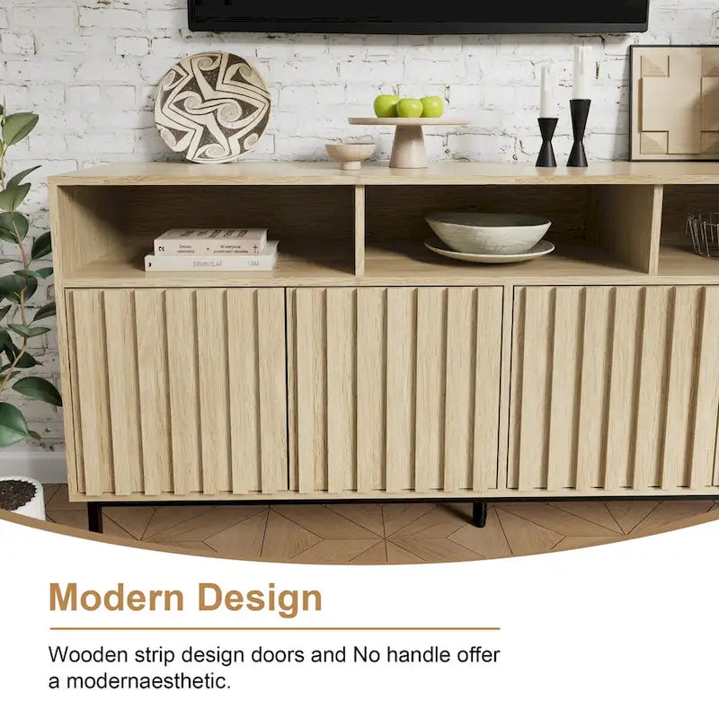 Mid-Century Four-Door Buffet Sideboard Cabinet