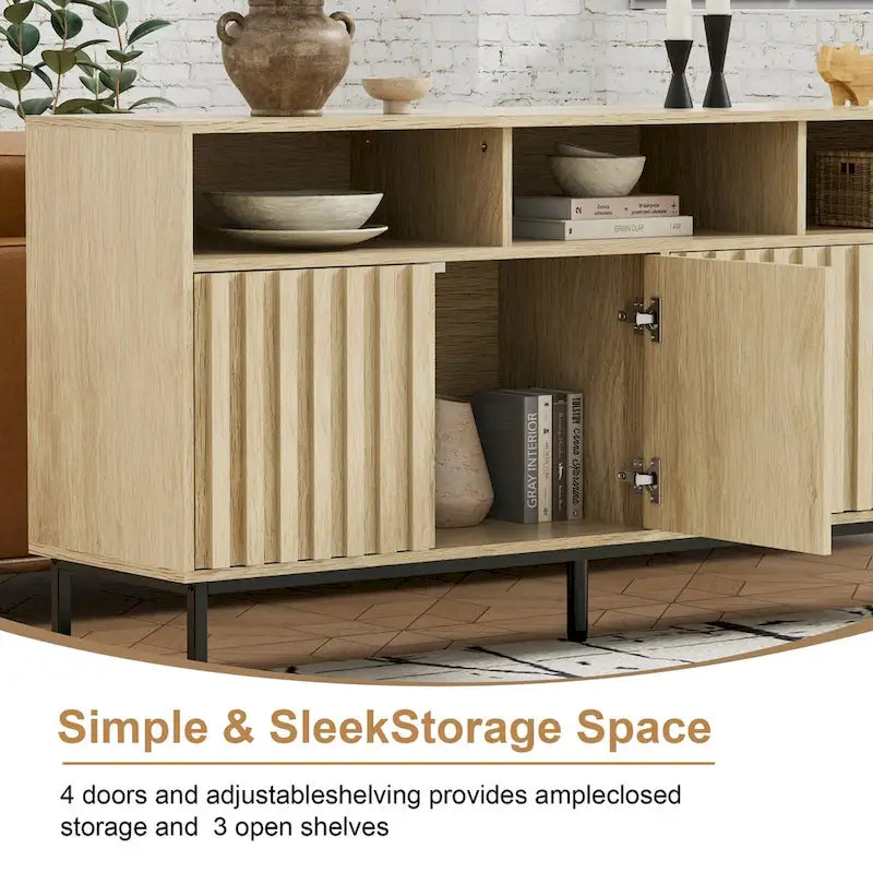 Mid-Century Four-Door Buffet Sideboard Cabinet