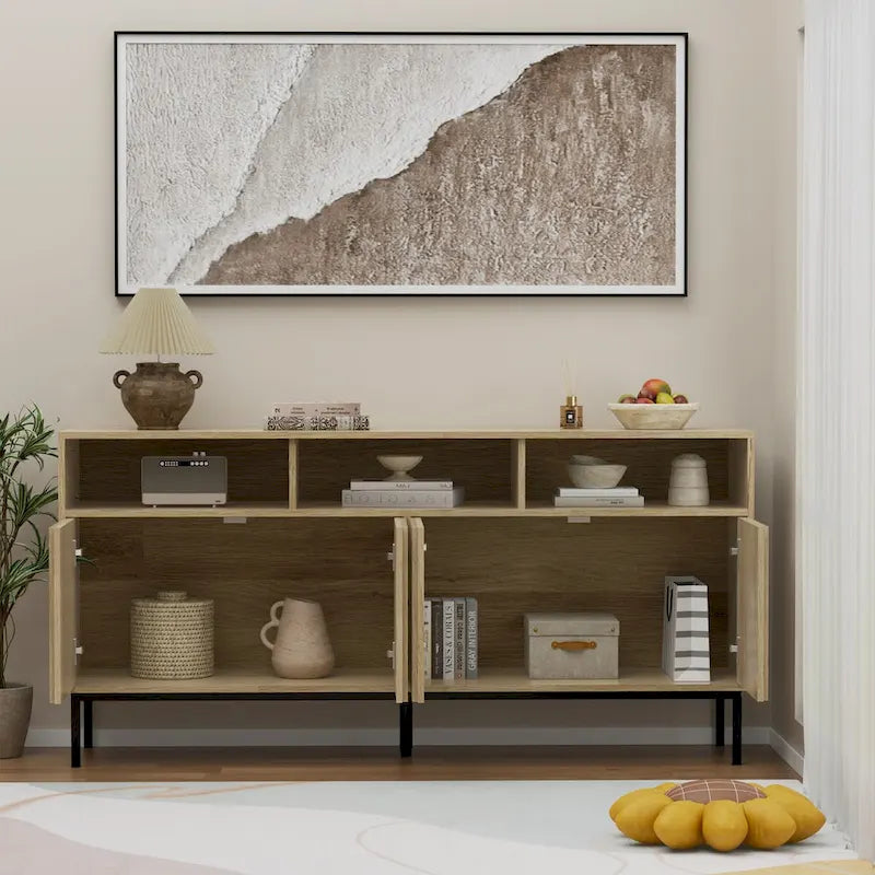 Mid-Century Four-Door Buffet Sideboard Cabinet