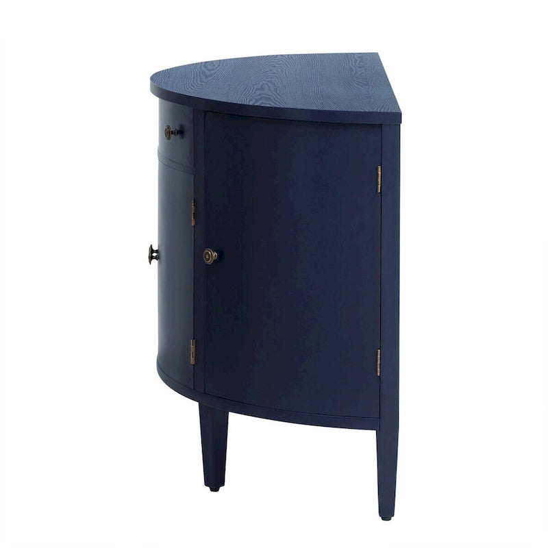 Curved Storage Cabinet with 4 Doors, Drawer and Adjustable Shelves