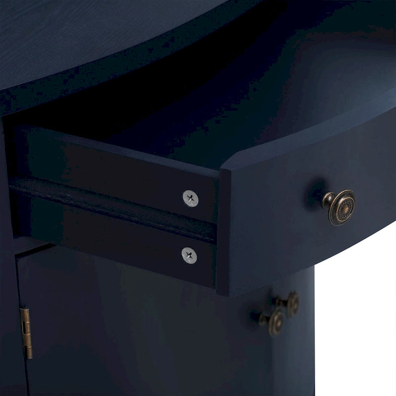 Curved Storage Cabinet with 4 Doors, Drawer and Adjustable Shelves