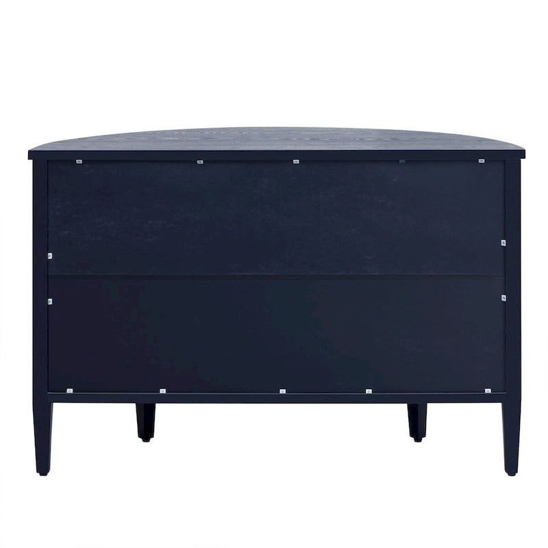 Curved Storage Cabinet with 4 Doors, Drawer and Adjustable Shelves