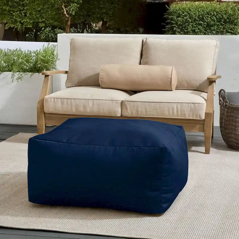 Indoor/Outdoor Solid Bean Pouf with Knife-Edge Finish
