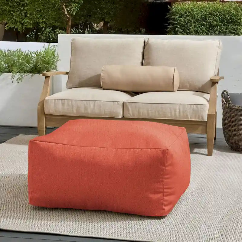 Indoor/Outdoor Solid Bean Pouf with Knife-Edge Finish