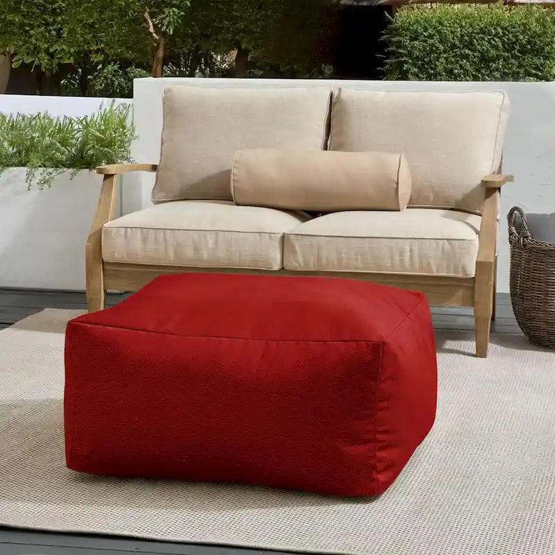 Indoor/Outdoor Solid Bean Pouf with Knife-Edge Finish