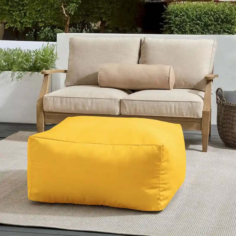 Indoor/Outdoor Solid Bean Pouf with Knife-Edge Finish