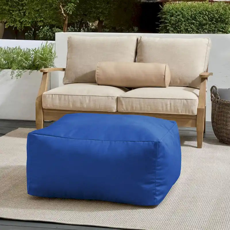 Indoor/Outdoor Solid Bean Pouf with Knife-Edge Finish