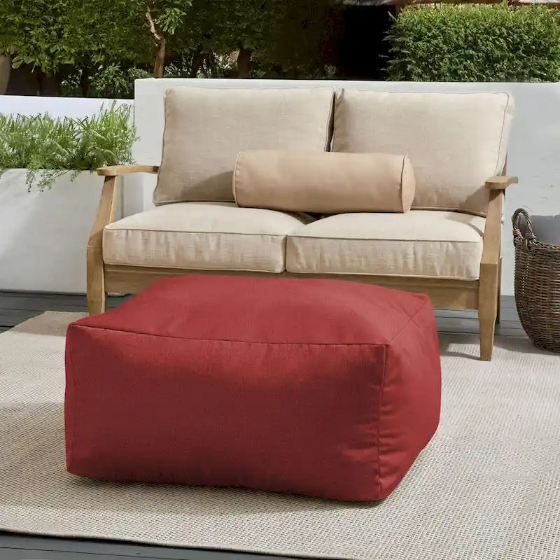 Indoor/Outdoor Solid Bean Pouf with Knife-Edge Finish