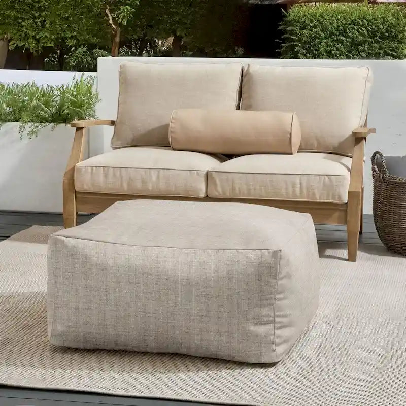 Indoor/Outdoor Solid Bean Pouf with Knife-Edge Finish