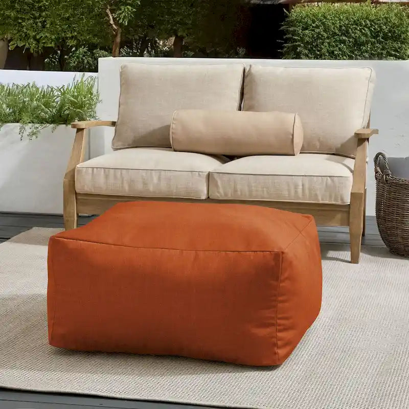 Indoor/Outdoor Solid Bean Pouf with Knife-Edge Finish