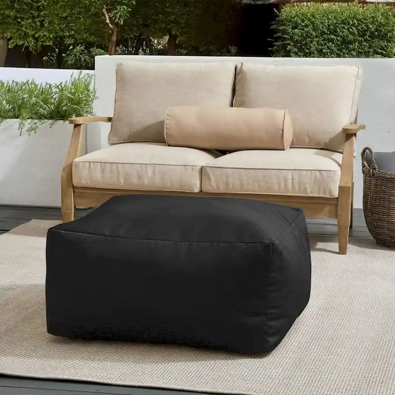 Indoor/Outdoor Solid Bean Pouf with Knife-Edge Finish