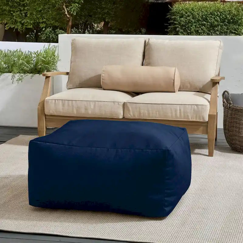 Indoor/Outdoor Solid Bean Pouf with Knife-Edge Finish
