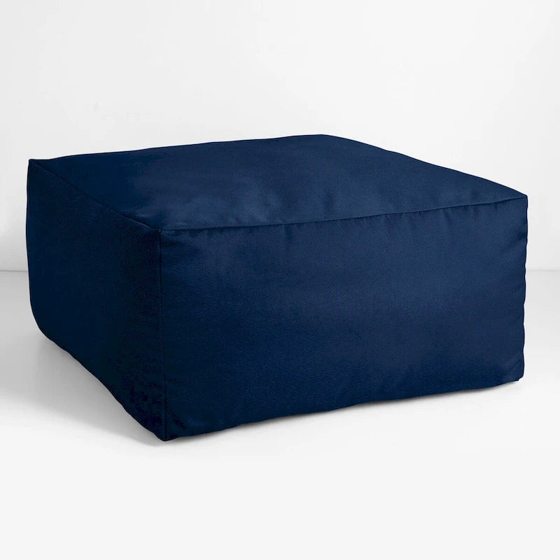 Indoor/Outdoor Solid Bean Pouf with Knife-Edge Finish