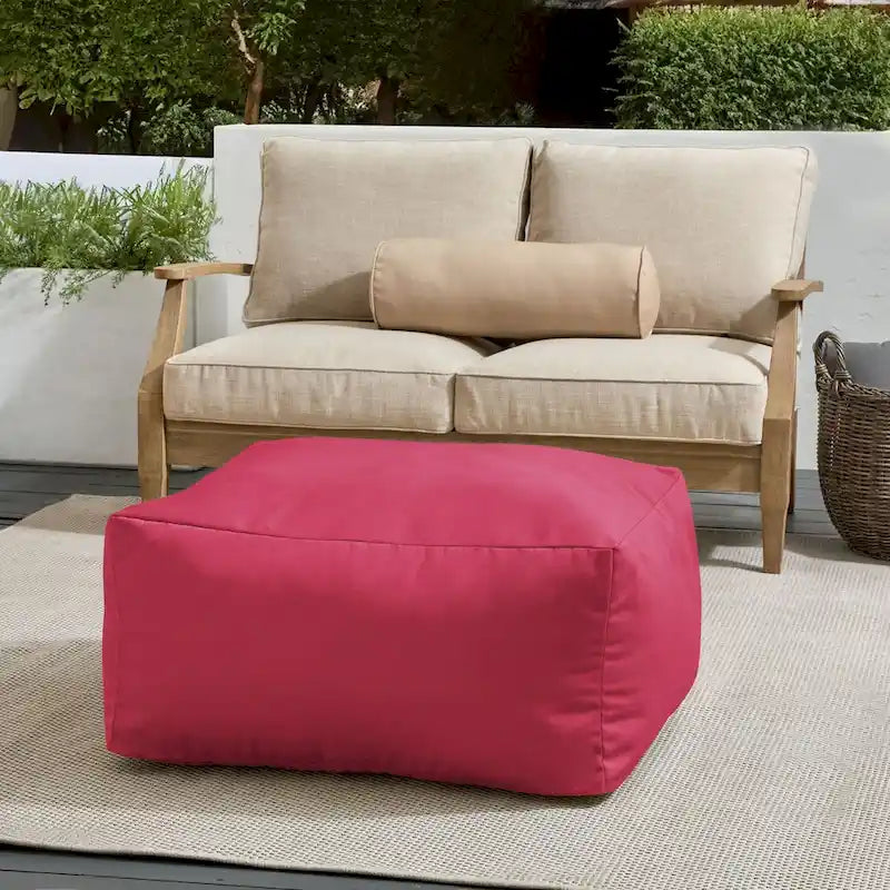 Indoor/Outdoor Solid Bean Pouf with Knife-Edge Finish