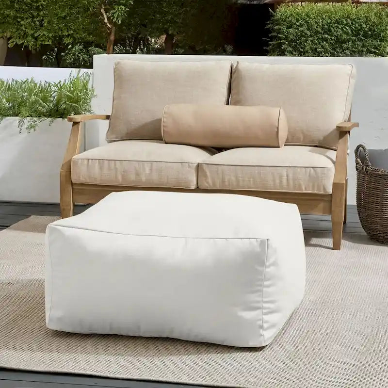 Indoor/Outdoor Solid Bean Pouf with Knife-Edge Finish