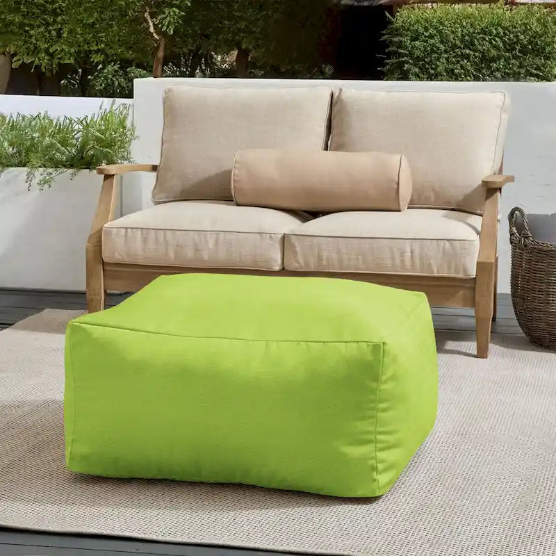 Indoor/Outdoor Solid Bean Pouf with Knife-Edge Finish