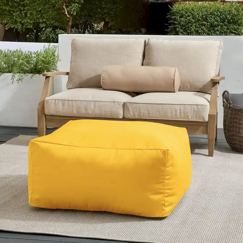 Indoor/Outdoor Solid Bean Pouf with Knife-Edge Finish